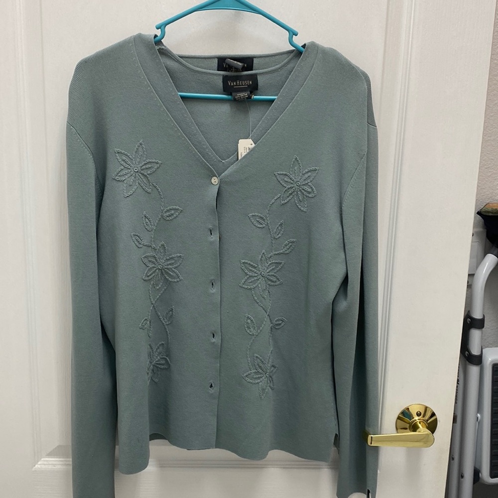 Beautiful, new tank style top with matching button down sweater.